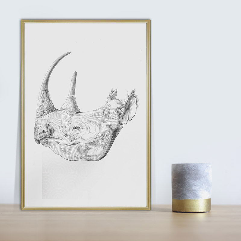 poster illustratie neushoorn