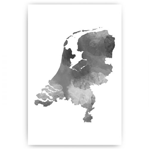 poster nederland kaart grijs