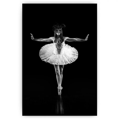 ballet danseres met masker zwart wit